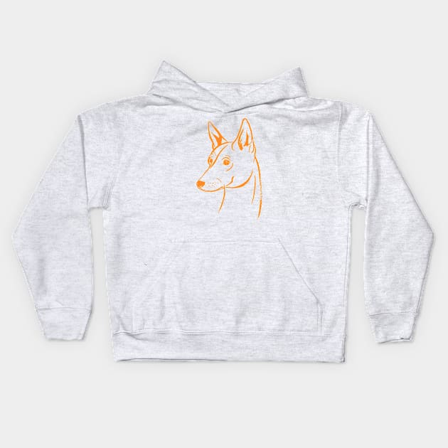 Basenji (White and Orange) Kids Hoodie by illucalliart